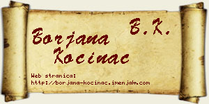Borjana Kočinac vizit kartica